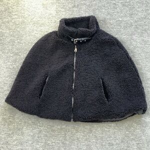 Laundry By Shelli Segal Black Faux Fur Zippered Cape OS